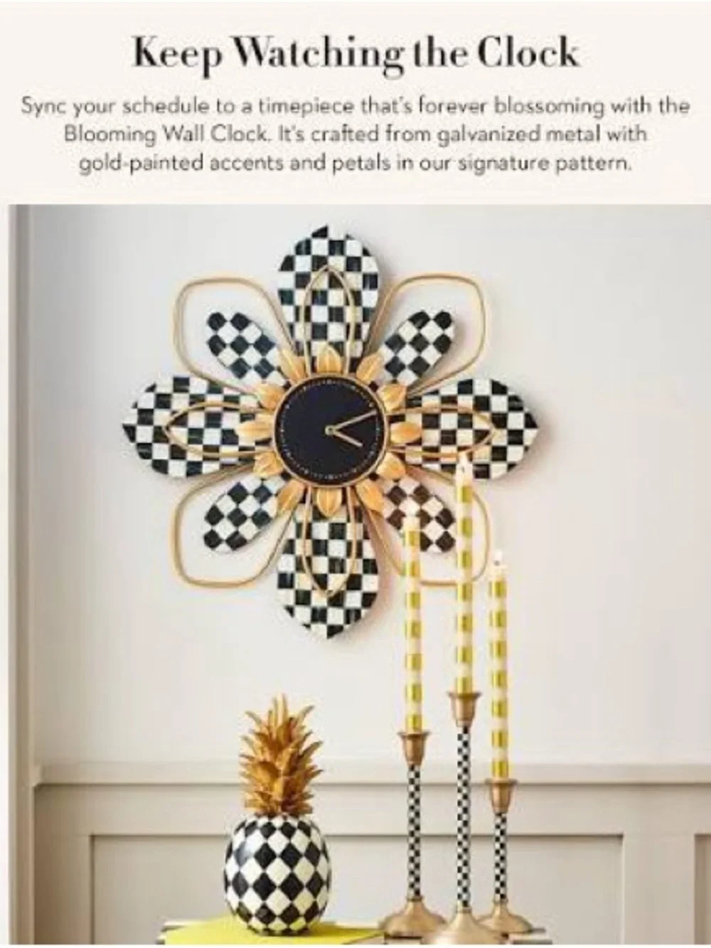Mackenzie-Childs Blooming Wall Clock BNIB